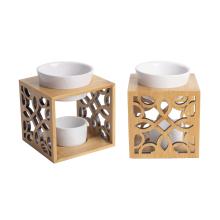 KERAMICKÉ OLEJOVÉ PODLOŽKY S DREVENÝM RÁMOM, AŽUROVÉ, PRÍRODNÉ