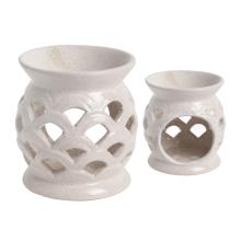 KERAMICKÉ OLEJOVÉ PODLOŽKY, AŽUROVÉ, ZAHNUTÉ, BIELE