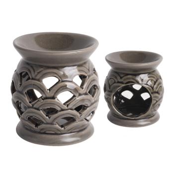 KERAMICKÉ OLEJOVÉ PODLOŽKY, AŽUROVÉ, ZAHNUTÉ, ZELENÉ