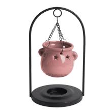 KERAMICKÝ LIS NA OLEJ, KOTLÍK NA KOVOVOM STOJANE, SLEZ