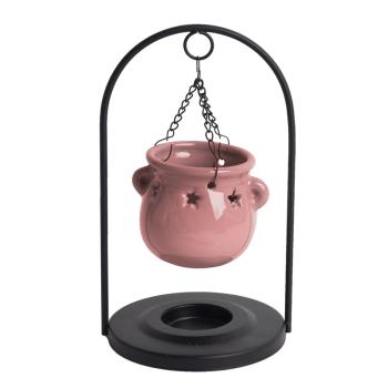 KERAMICKÝ LIS NA OLEJ, KOTLÍK NA KOVOVOM STOJANE, SLEZ