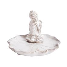 KERAMICKÝ KADIDELNÍK, OKRÚHLY, S BUDHOM, BIELY