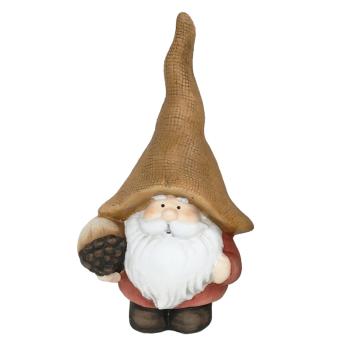 KERAMICKÝ ŠKRIATOK S KLOBÚKOM, ČERVENÝ ŽLTKASTÝ