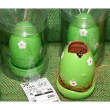 KERAMICKÝ DEKOR VAJÍČKO, KVETINA, ZELENÁ