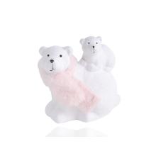 KERAMICKÝ ĽADOVÝ MEDVEĎ S PUNČOM, BIELO-RUŽOVÝ