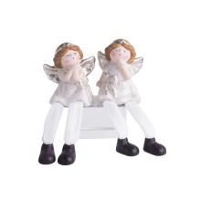 KERAMICKÉ ANJELSKÉ DIEVČA, VISIACE NOHY, TRBLIETAVÉ ŠATY, BIELE