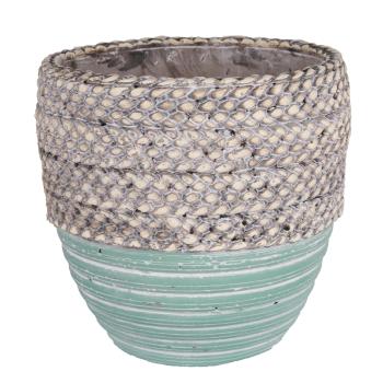 BETÓNOVÝ KVETINÁČ, PRÚTENÝ OKRAJ, TYRKYSOVÁ FARBA