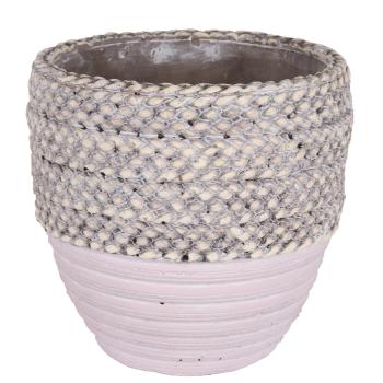 BETÓNOVÝ KVETINÁČ, OPLETENÝ OKRAJ, RUŽOVÝ