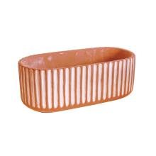 BETÓNOVÝ PODSTAVEC, OVÁLNY REBROVANÝ, TERAKOTA