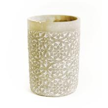 BETÓNOVÝ TÁCKA, OKRÚHLY, KVETINOVÝ VZOR, BIELY