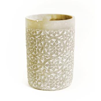 BETÓNOVÝ TÁCKA, OKRÚHLY, KVETINOVÝ VZOR, BIELY