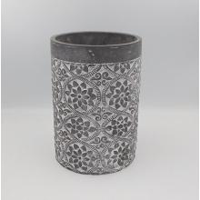 BETÓNOVÝ PODSTAVEC, OKRÚHLY, KVETINOVÝ VZOR, SIVÝ