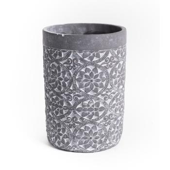 BETÓNOVÝ PODSTAVEC, OKRÚHLY, KVETINOVÝ VZOR, SIVÝ