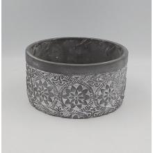 BETÓNOVÝ PODSTAVEC, OKRÚHLY, KVETINOVÝ VZOR, SIVÝ