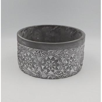 BETÓNOVÝ PODSTAVEC, OKRÚHLY, KVETINOVÝ VZOR, SIVÝ