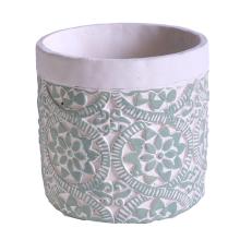 BETÓNOVÝ TÁCKA, OKRÚHLY, KVETINOVÝ VZOR, ZELENÝ