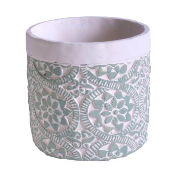 BETÓNOVÝ TÁCKA, OKRÚHLY, KVETINOVÝ VZOR, ZELENÝ