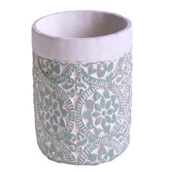 BETÓNOVÝ TÁCKA, OKRÚHLY, KVETINOVÝ VZOR, ZELENÝ