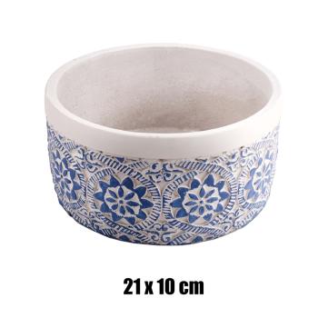 BETÓNOVÁ CIEVKA, OKRÚHLA, KVETINOVÝ VZOR, MODRÁ