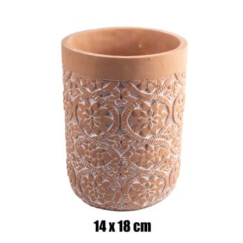 BETÓNOVÝ TÁCKA, OKRÚHLY, KVETINOVÝ VZOR, TERAKOTA