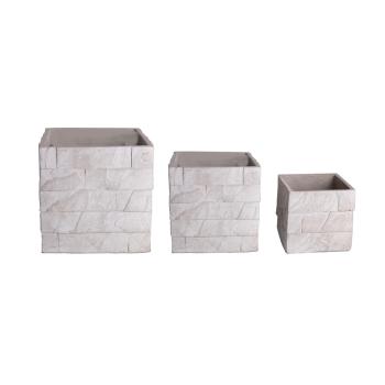 BETÓNOVÝ KVETINÁČ, 3 KUSY, OBDĹŽNIKOVÝ, "MIRO" SVETLOSIVÝ