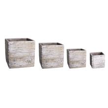 BETÓNOVÝ KVETINÁČ, 4 KUSY, OBDĹŽNIKOVÝ, BIELY