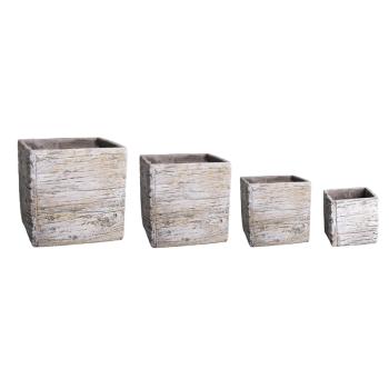 BETÓNOVÝ KVETINÁČ, 4 KUSY, OBDĹŽNIKOVÝ, BIELY