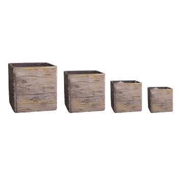 BETÓNOVÝ KVETINÁČ, 4 KUSY, OBDĹŽNIKOVÝ, HNEDÝ