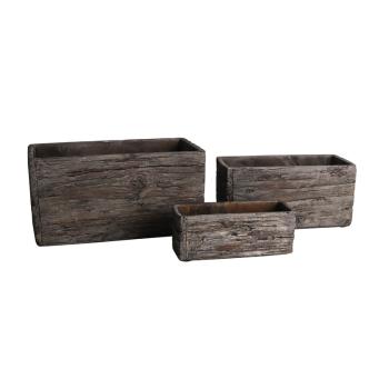 BETÓNOVÝ KVETINÁČ, 3 KUSY, OBDĹŽNIKOVÝ, HNEDOSIVÝ