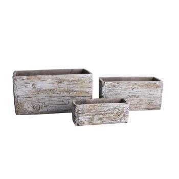 BETÓNOVÝ KVETINÁČ, 3 KUSY, OBDĹŽNIKOVÝ, BIELY