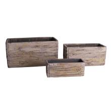 BETÓNOVÝ KVETINÁČ, 3 KUSY, OBDĹŽNIKOVÝ, HNEDÝ