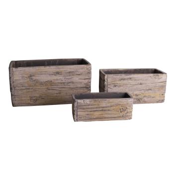 BETÓNOVÝ KVETINÁČ, 3 KUSY, OBDĹŽNIKOVÝ, HNEDÝ