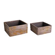 BETÓNOVÝ KVETINÁČ, 2 KUSY, OBDĹŽNIKOVÝ, HNEDÝ