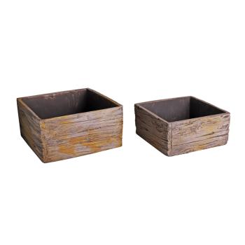 BETÓNOVÝ KVETINÁČ, 2 KUSY, OBDĹŽNIKOVÝ, HNEDÝ