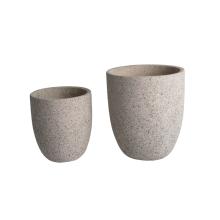 BETÓNOVÝ KVETINÁČ, 2 KUSY, OKRÚHLY, KHAKI