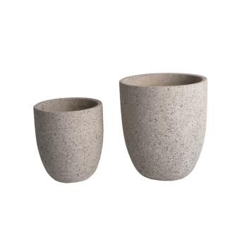 BETÓNOVÝ KVETINÁČ, 2 KUSY, OKRÚHLY, KHAKI