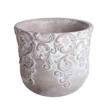 Betónový kvetináč s viničovým vzorom, sivý