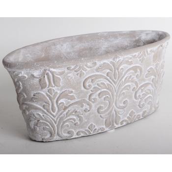 BETÓNOVÝ Kvetináč, OVÁLNY, BAROKOVO SIVÝ