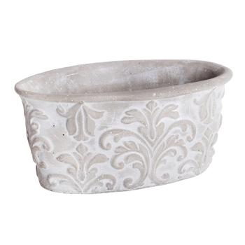 BETÓNOVÝ Kvetináč, OVÁLNY, BAROKOVO SIVÝ