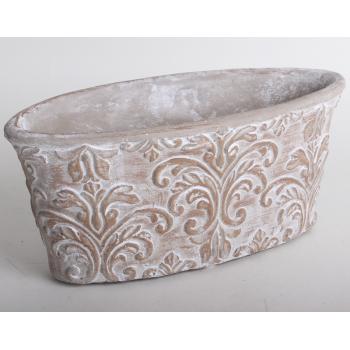 BETÓNOVÝ KVETINÁČ, OVÁLNY, BAROKOVO HNEDÝ