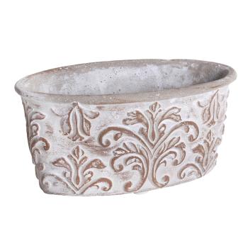 BETÓNOVÝ KVETINÁČ, OVÁLNY, BAROKOVO HNEDÝ