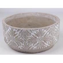 BETÓNOVÝ KVETINÁČ S KVETINOVÝM VZOROM, SIVÝ