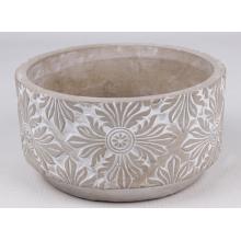 MISKA Z BETÓNOVÉHO KVEŇÁČKA, KVETINOVÝ VZOR SIVÁ