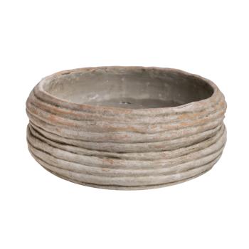 BETÓNOVÝ KVETINÁČ, OKRÚHLY, SLUČKA, SIVOBIELY