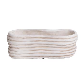 BETÓNOVÝ KVETINÁČ, OVÁLNY, SLUČKA, BIELY