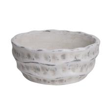 BETÓNOVÝ KVETINÁČ, OKRÚHLA, MISKA, ZVLNENÁ, BIELO UMYTÁ