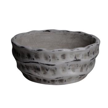 BETÓNOVÝ KVETINÁČ, OKRÚHLA, MISKA, ZVLNENÁ, SIVÁ UMÝVATEĽNÁ