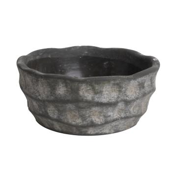 BETÓNOVÝ Kvetináč, OKRÚHLA, MISKA, ZVLNENÁ, SIVÁ UMÝVATEĽNÁ