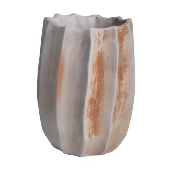 BETÓNOVÁ VÁZA, REBROVANÁ, TERAKOTOVÁ A STAROŽITNÁ