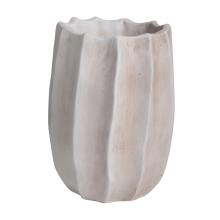 BETÓNOVÁ VÁZA, REBROVANÁ, BIELO UMYTÁ